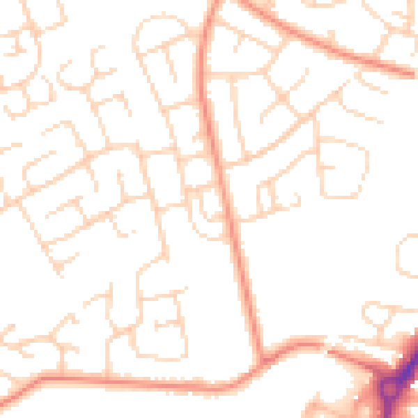 Daytime road noise heatmap for YO24 2TS