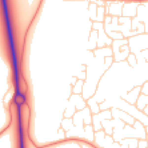 Daytime road noise heatmap for YO24 2YB