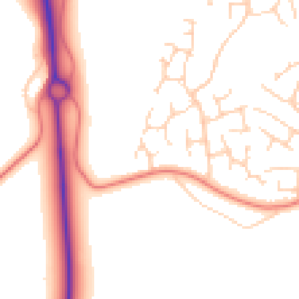 Daytime road noise heatmap for YO24 2YY