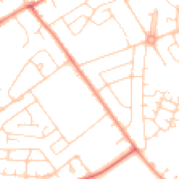 Daytime road noise heatmap for YO24 3AE
