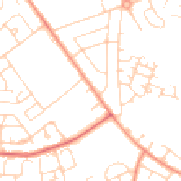 Daytime road noise heatmap for YO24 3AQ