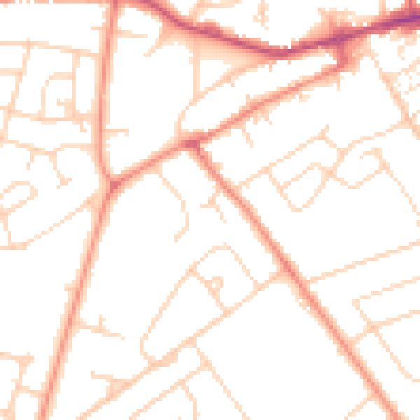 Daytime road noise heatmap for YO24 3BD