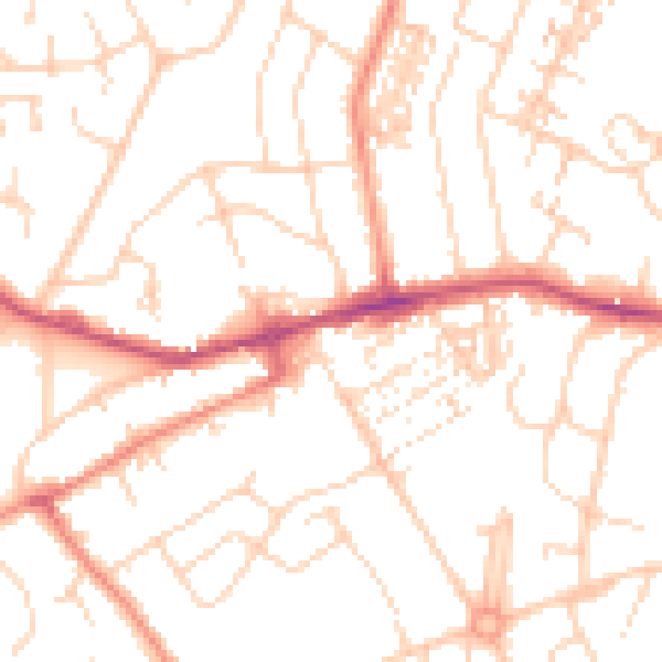 Daytime road noise heatmap for YO24 3BJ