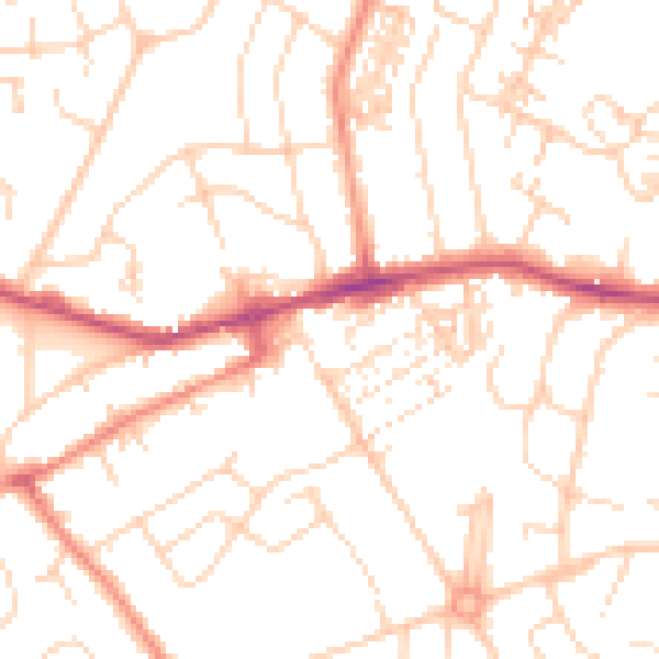 Daytime road noise heatmap for YO24 3BN