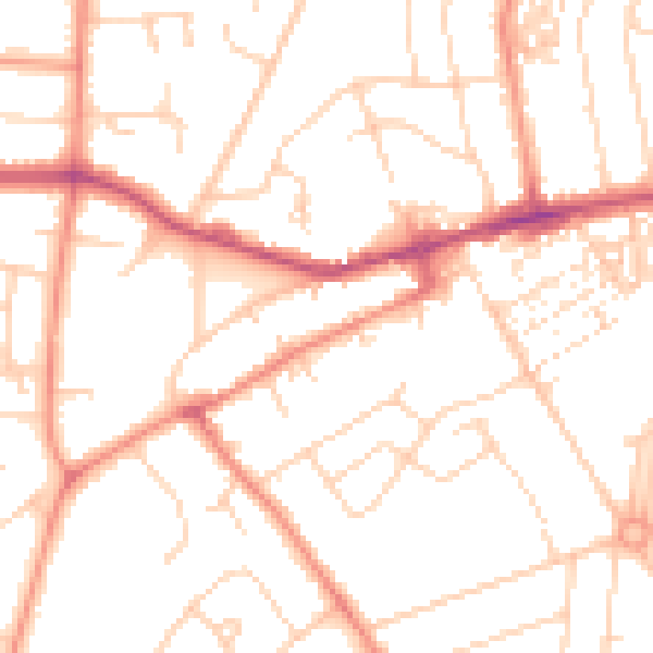 Daytime road noise heatmap for YO24 3BR