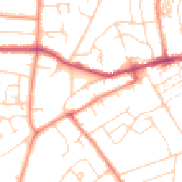 Daytime road noise heatmap for YO24 3BT