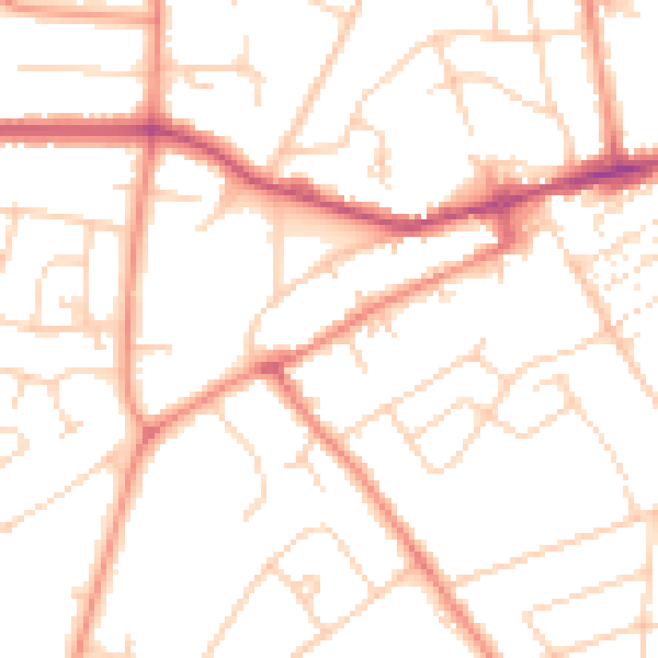 Daytime road noise heatmap for YO24 3BU