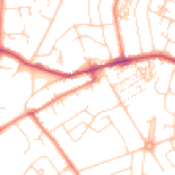 Daytime road noise heatmap for YO24 3BZ