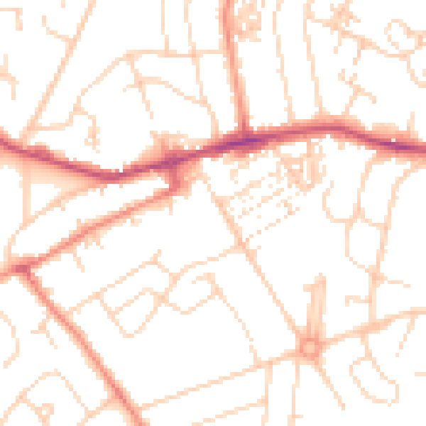 Daytime road noise heatmap for YO24 3DA