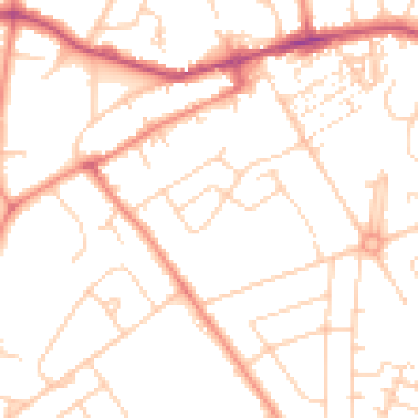 Daytime road noise heatmap for YO24 3DE