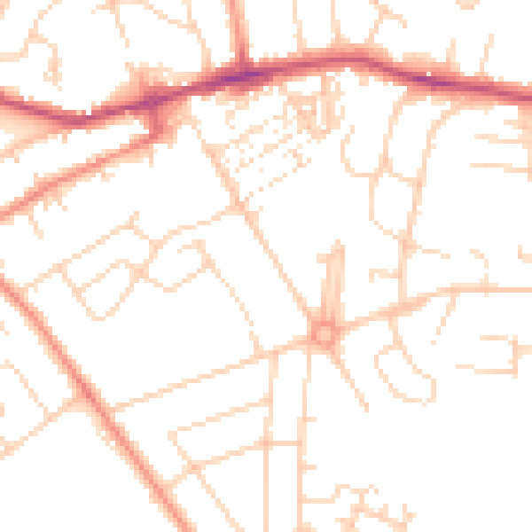 Daytime road noise heatmap for YO24 3DJ