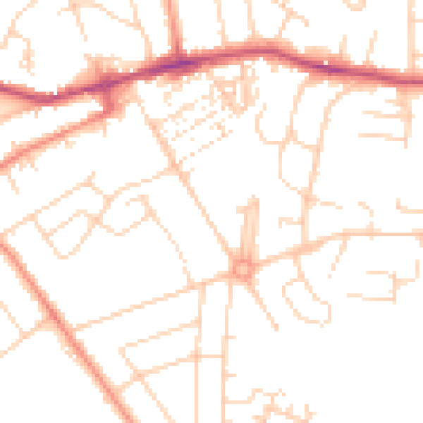 Daytime road noise heatmap for YO24 3DL