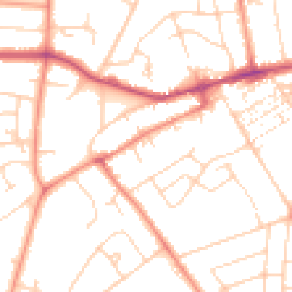 Daytime road noise heatmap for YO24 3DN