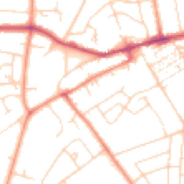 Daytime road noise heatmap for YO24 3DP