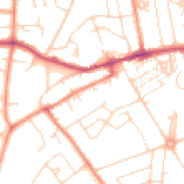 Daytime road noise heatmap for YO24 3DW