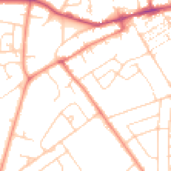 Daytime road noise heatmap for YO24 3EU