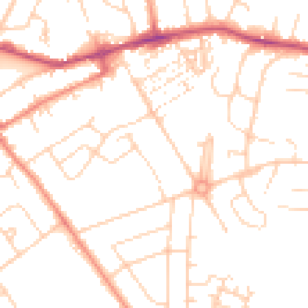Daytime road noise heatmap for YO24 3FH