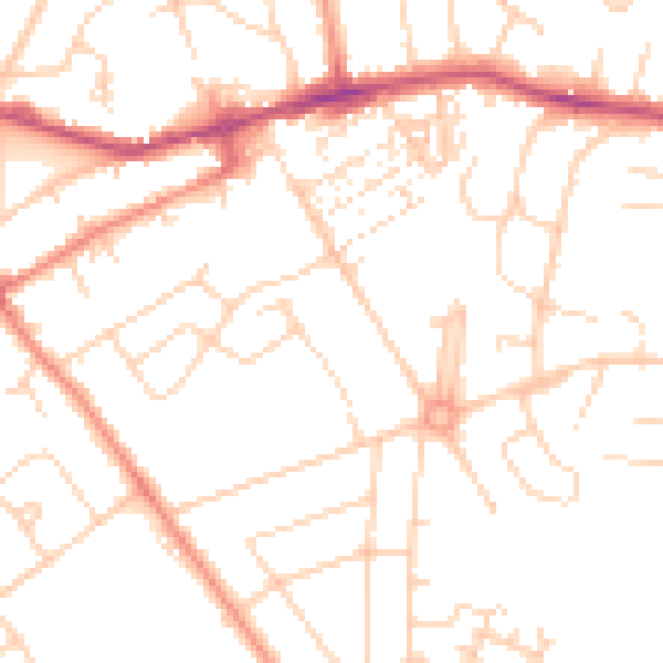 Daytime road noise heatmap for YO24 3FL