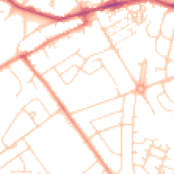Daytime road noise heatmap for YO24 3FQ