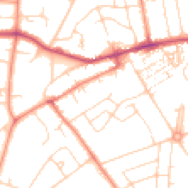 Daytime road noise heatmap for YO24 3FW