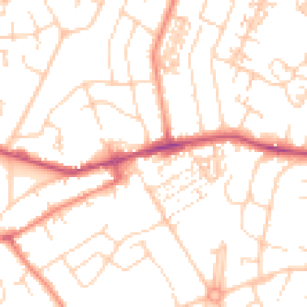 Daytime road noise heatmap for YO24 3GD