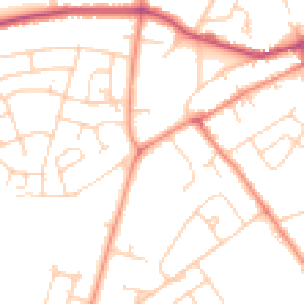 Daytime road noise heatmap for YO24 3HB