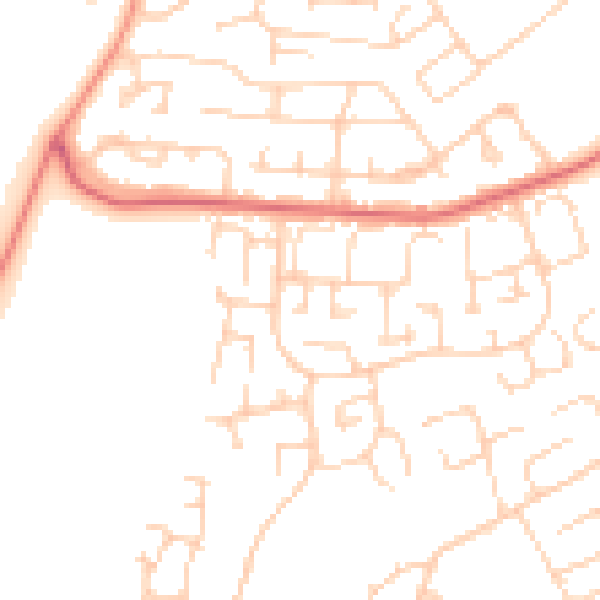 Daytime road noise heatmap for YO24 3NJ