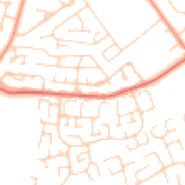 Daytime road noise heatmap for YO24 3NT