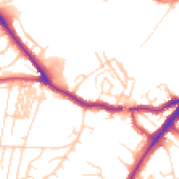 Daytime road noise heatmap for YO24 4BE