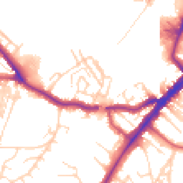 Daytime road noise heatmap for YO24 4BG