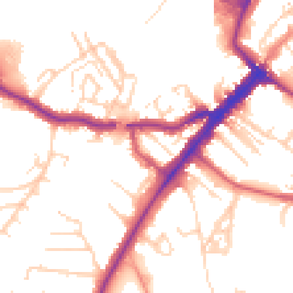 Daytime road noise heatmap for YO24 4DA