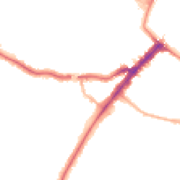 Night-time road noise heatmap for YO24 4DA
