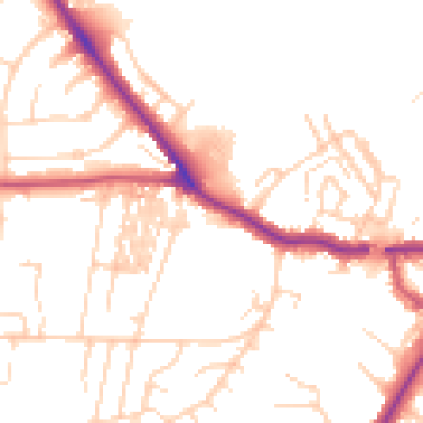 Daytime road noise heatmap for YO24 4DF