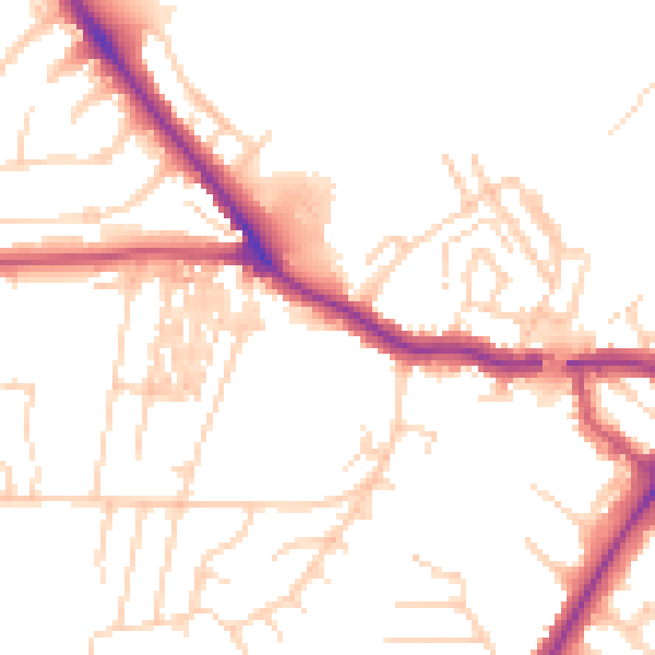 Daytime road noise heatmap for YO24 4DG