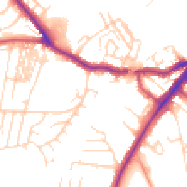 Daytime road noise heatmap for YO24 4DP