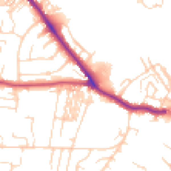 Daytime road noise heatmap for YO24 4EN
