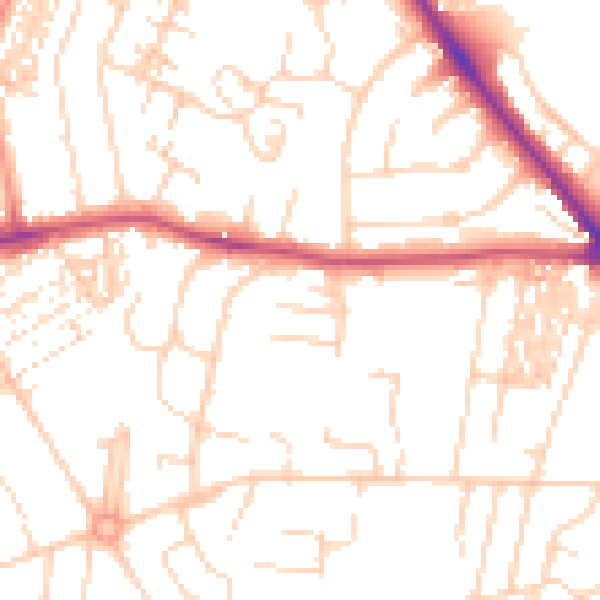 Daytime road noise heatmap for YO24 4EU