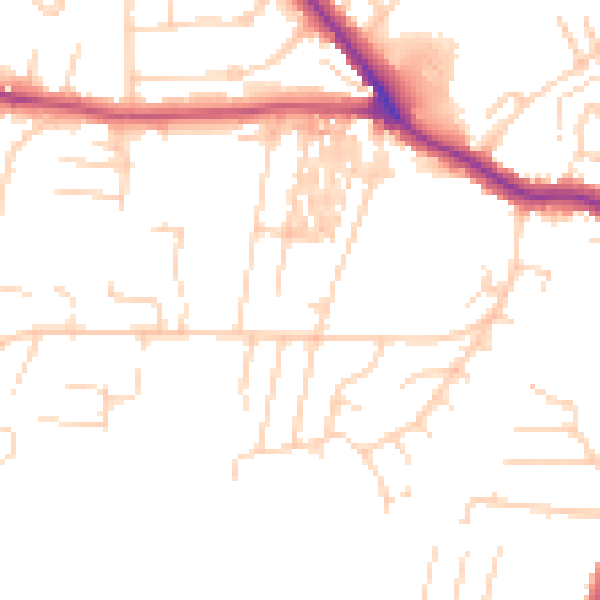 Daytime road noise heatmap for YO24 4JN