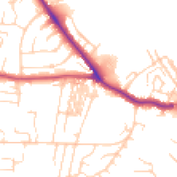 Daytime road noise heatmap for YO24 4JQ