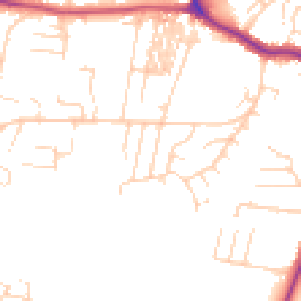 Daytime road noise heatmap for YO24 4JY