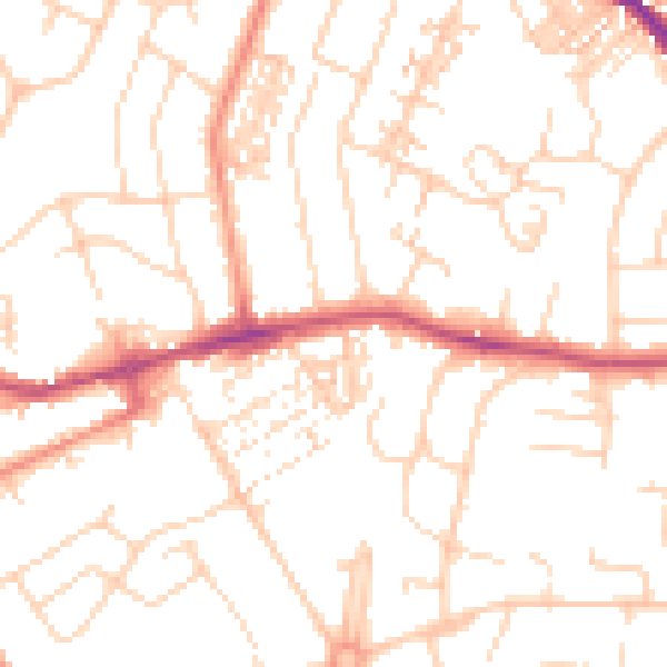 Daytime road noise heatmap for YO24 4LW
