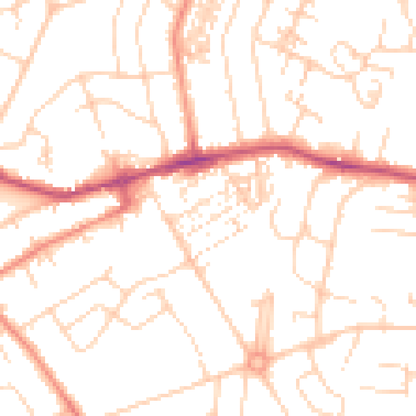 Daytime road noise heatmap for YO24 4NG