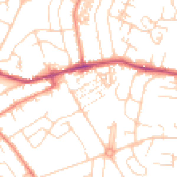 Daytime road noise heatmap for YO24 4NQ