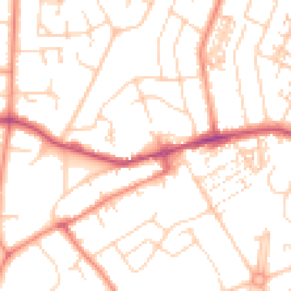 Daytime road noise heatmap for YO24 4NW