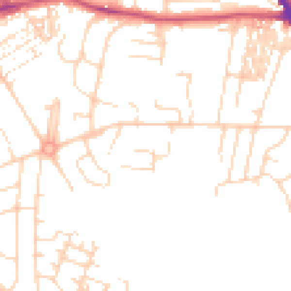 Daytime road noise heatmap for YO24 4NZ