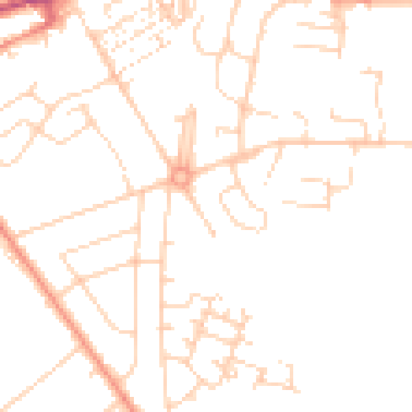 Daytime road noise heatmap for YO24 4PS