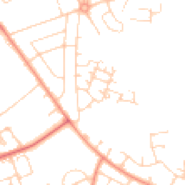 Daytime road noise heatmap for YO24 4QF