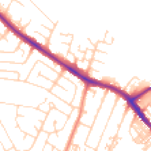 Daytime road noise heatmap for YO26 5ST