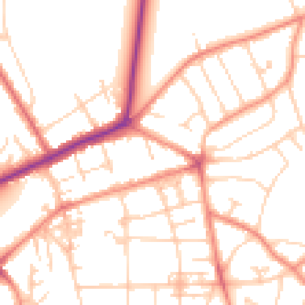 Daytime road noise heatmap for YO31 0AB
