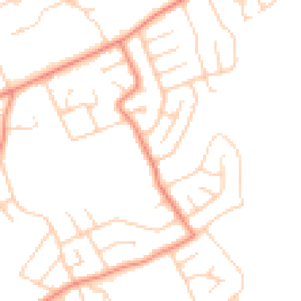 Daytime road noise heatmap for YO31 0HQ